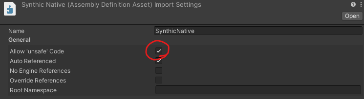 Assembly Definition Settings